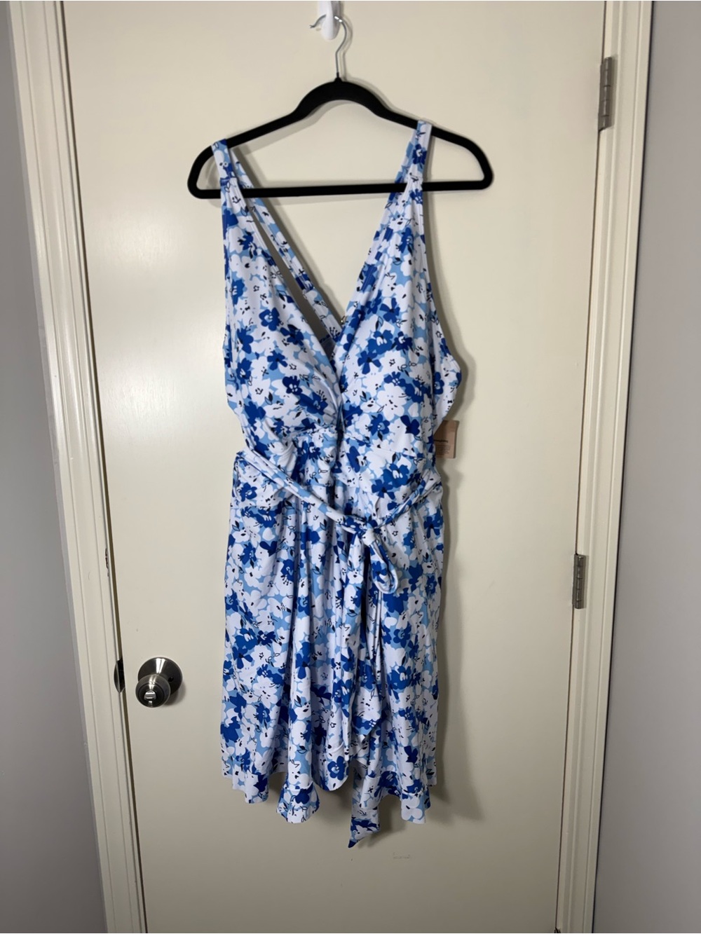 BloomChic Blue & White Floral Swim Dress Plus Size 28W
